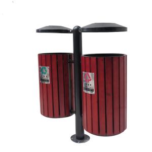 Steel Wooden 240L 120L 2 Compartment Trash Can