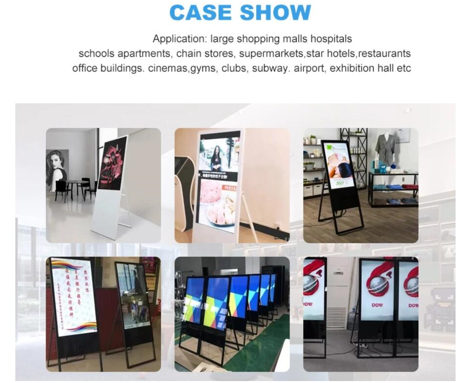 Free Stand Indoor Portable LCD Poster Screen LCD Digital Sigange With Wheel Base