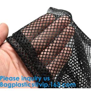 Durable Nylon Mesh Bag with Sliding Drawstring Cord Lock Closure,Large Black
