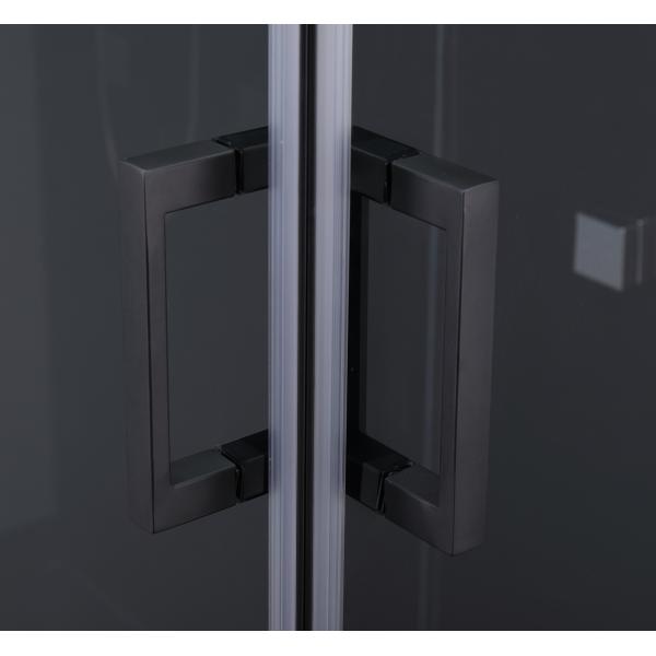 Square Bathroom Shower Cabins Grey Acrylic ABS Tray Black aluminium