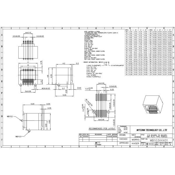 Right Angle Board to Board Connectors SMT Female BTB Connector Manufacturer