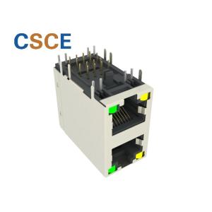 Shielded 2*1 Ethernet RJ45 Pcb Jack / RJ45 Gigabit Connector With LED