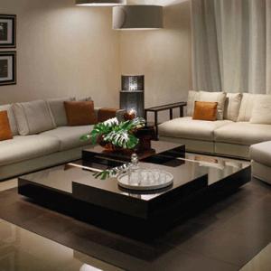 30cm Low Square Coffee Table 0.7m Plywood Ebony Stained