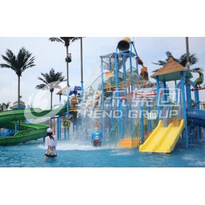 Commercial Fiberglass Water Slides Aqua Playground Of Interactive Water House