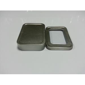 Silver Plain Mini Tin Cans , Square Clear Window Gift Containers