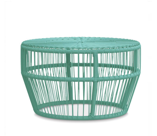 Appealing Design PE Rattan Woven Coffee Table Chair Hot Sale Best Design Colorful Furniture Set Tempered Glass Tabletop