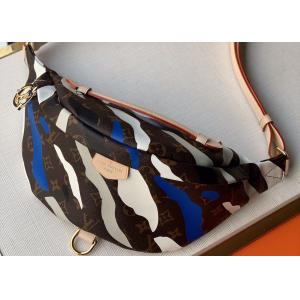 Camouflage Monogram Canvas Zipper Open Ladies Waist Bag Dumpling Shape