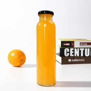 China Round 12oz 350ml Orange Juice Glass Bottle With Metal Lid on sale