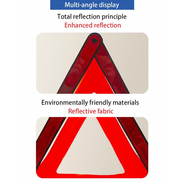 Reflective Triple Triangle Car Warning Sign, Foldable Emergency Warning Triangles , Safety Roadside Hazard Sign Warning Kit