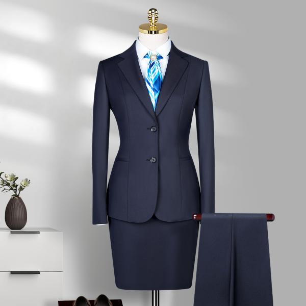 V-neck Collar Blazer Skirt Women Suit Set for Office Pencil Skirt 2 Pieces Formal Suit