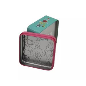 10x10x6cm Float Carving Gift Tin Cans Square Cookie Candy Packaging