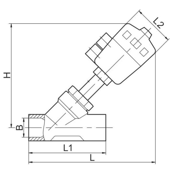 1 1/2'' Welded Air Actuated Angle Seat Valve Pneumatic DN40