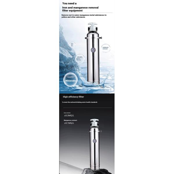 Manual Stainless Steel Water Filter Efficient Removal Iron Manganese Underground Well Water Home Filter