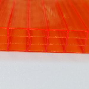 16mm Orange Polycarbonate Hollow Sheet High Strength Lightweight Thermal
