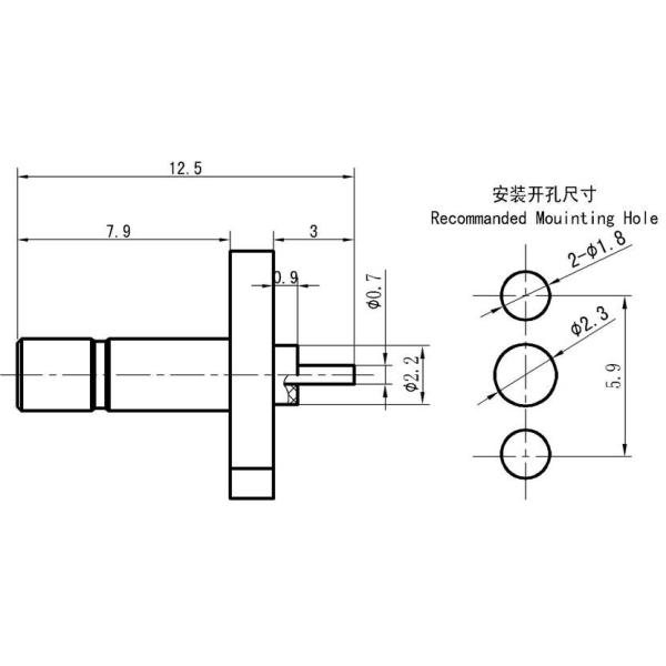 SSMB Male RF Coaxial Connector – Flange Mount Plug