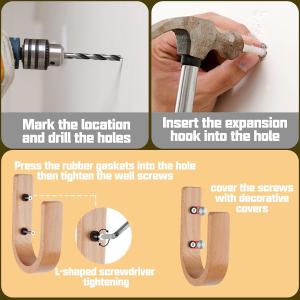 Custom Wooden U Shaped Curtain Hooks Eco-friendly Natural Wood