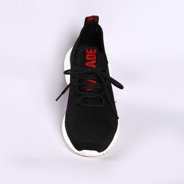 Breathable Fly Knit Safety Shoes with Metal Safety Toe in Black and Red