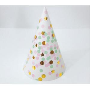 Recycled Festival Party Decorations Gold Foil Paper Cone Hats Custom Size