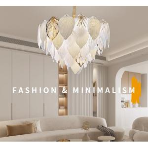 E14 Electroplating Crystal Glass Entryway Chandelier With Glass Leaves
