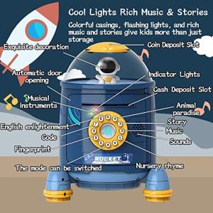 Kids ABS Material Pink And Blue Color Rocket Piggy Bank For Educational