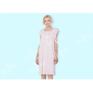 Embroidered Sleeveless Ladies Night Dresses Sleepwear Peach Satin Binding