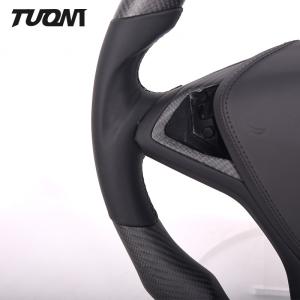 Matte Tesla Model S/X Carbon Fiber Leather Steering Wheel Flat Top Flat Bottom
