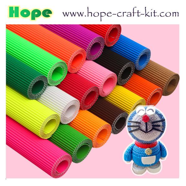Colorful craft corrugated quilling paper for DIY toys / handcraft kids hand-craft diy material A4 size customer size