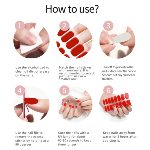 Real Nail Polish Sticker Pink Flower Gel Nail Wraps with Eco-friendly Plastic Material