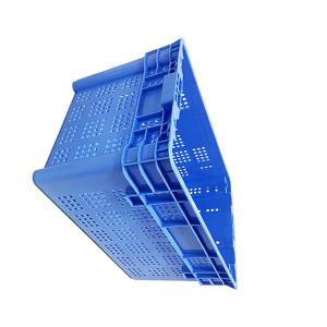 PE Nestable 23.6X15.7' Plastic Turnover Crate Ergonomic Handles For Port