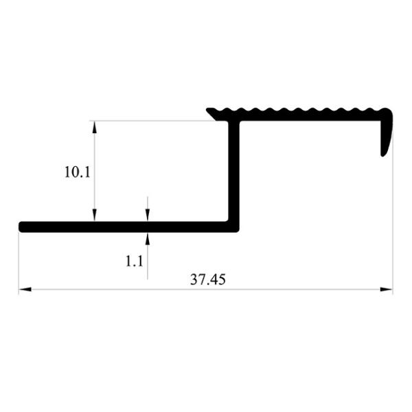 Anti Slip Metal Stair Nosing Tile Trim Anodized Matt Silver Color 2.5m Length
