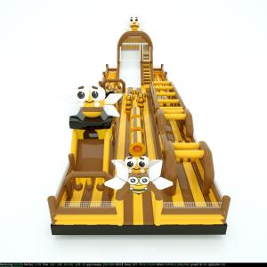 China Bee Inflatable Obstacles Course Yellow Brown With Big Slides on sale