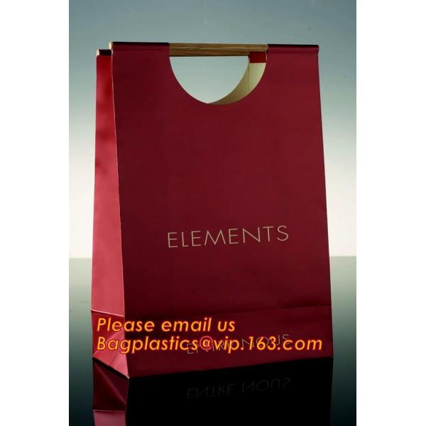 Gold foil stamp matt laminated black handle rope hair extension packaging bag red paper bag,Handle Brown Kraft Gift Pape