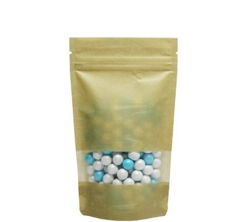 Clear Stand Up Packaging Moisture-Proof Custom Kraft Paper Bags For Pharmacy with window