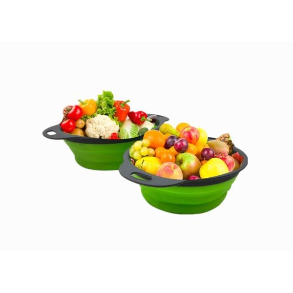 Collapsible Silicone Colander , Silicone Colander Strainer For Fruit Vegetable