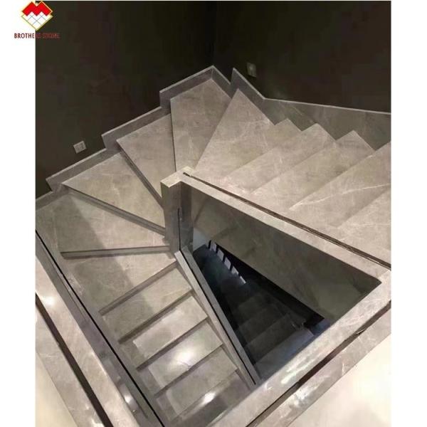 15 18mm Grey Marble Spiral Staircase Treads for Modern Homes and Easy Installati
