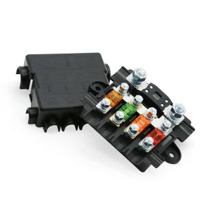 China Bolt Down Fuse Holder with 4 Position MIDI Fuse and 1 Position MEGA Fuse for 48V DC Automotive Applications on sale