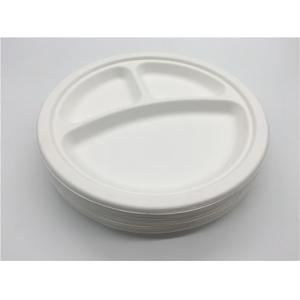 Quality Cut Resistant 9&quot; 3 Compartment Sugarcane Fibre Plates for sale