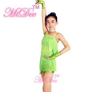 Latin Dance Competition Costumes Sequined Bodice Sensational One Shoulder Fringe