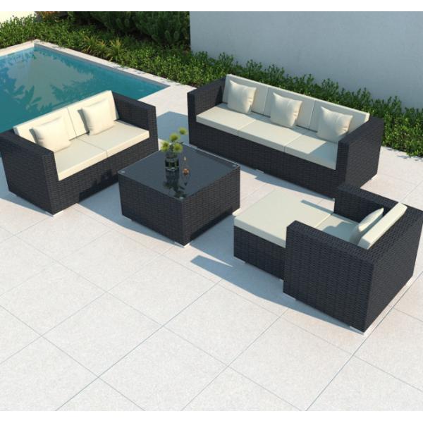 Luxury Modern Patio Garden Furniture Black Rattan Outdoor Sofa Coffee Table Set Steel Rattan Chair Outdoor Furniture