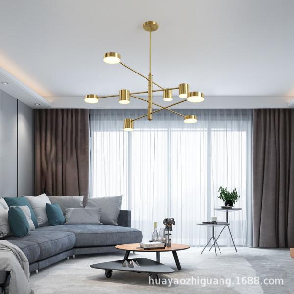 Nordic Copper Droplight Six Heads Modern Pendant Light
