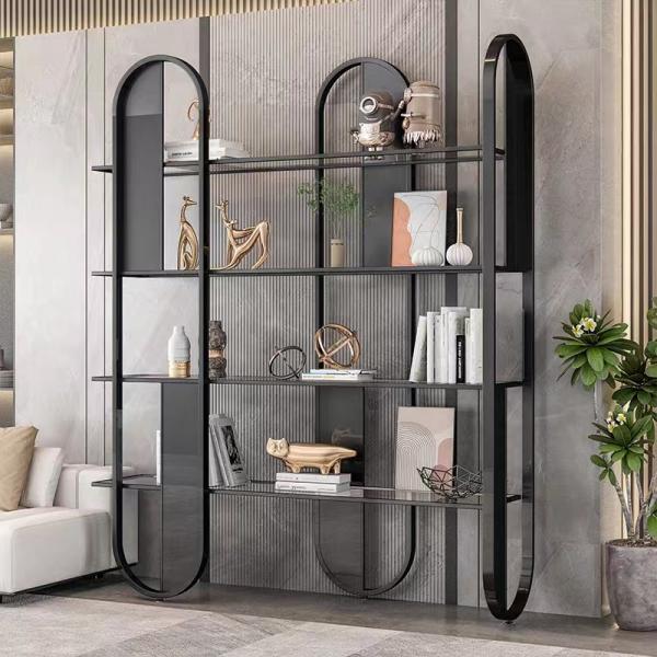 Custom Modern Stainless Steel Hotel Furniture Bookshelf Display Cabinet Gold