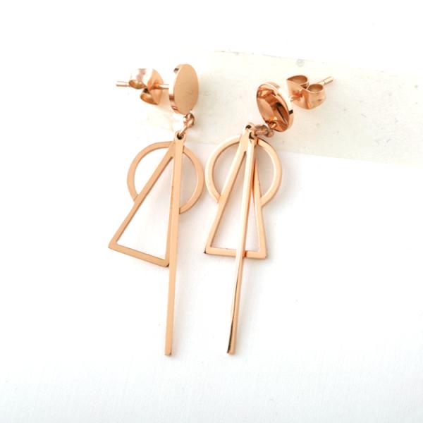 Stainless Steel Jewelry Fashion Triangle Circle-Shaped Earring for Women