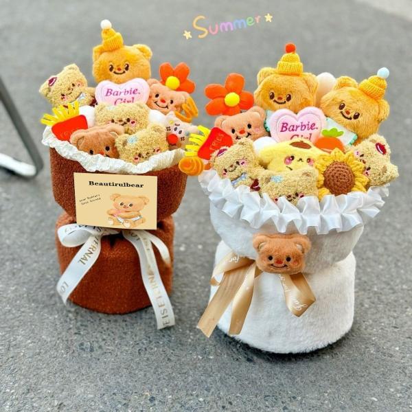 Unique Mother's Day Gift Butter Bear Plush Doll Bouquet in Multiple Colors for Female Loved Ones