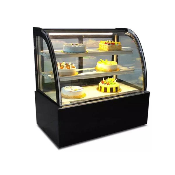 Curved Glss Door Built In Heating Wire Bakery Display Showcase With Marble Stainless Steel Base