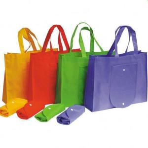 foldable OEM handled 50x2.5cm 80gsm Green Non Woven Bag