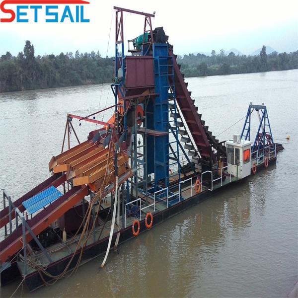Diesel Engine Power Chain Bucket Diamond Dredger for River Gold