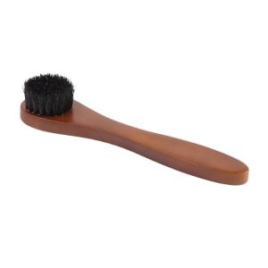 Solid Wood Small Round Head Brush 17cm Wooden Long Handle Shoe Brush