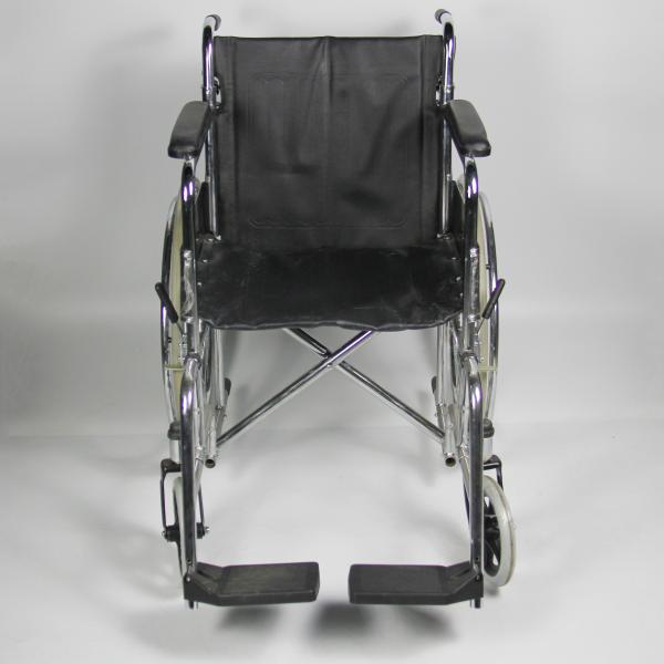 Powder Coating Folding Steel Wheelchair Flip Back PU Seat and Armrest