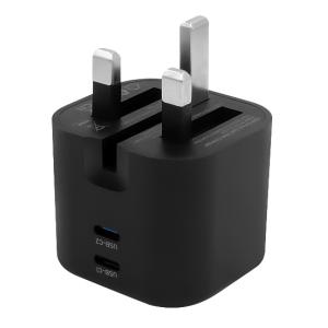 China 45W Foldable Dual USB-C Charger UK Plug 2-Port Type C Fast Charging Adapter on sale