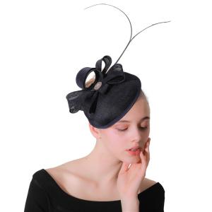 Quality 15x30cm Sinamay Base And Feather Fascinator Hat With Dyed Pattern Handmade for sale